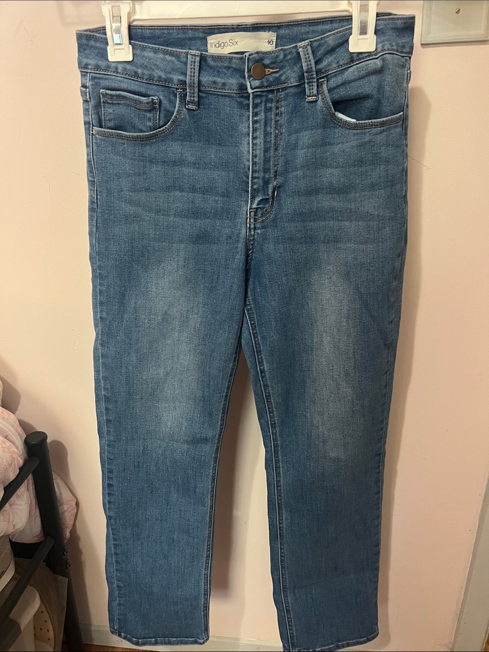 Indigo Straight Leg Jeans in Light Blue Wash